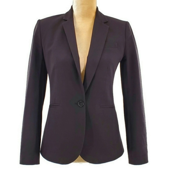 J. Crew Campbell Black Cotton Bi-Stretch Tailored-Fit One Button Close Blazer